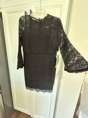 Black Lace Long-Sleeve Bell Dress NWT